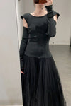 marc le bihan off shoulder long sleeve dress 21973 E23 black